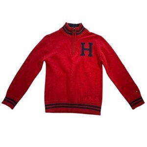 Tommy Hilfiger Red Boys Dave 1/4 Zip Sweater- Boys Size 6